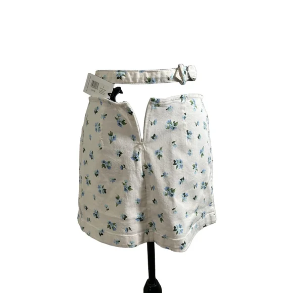 We Wore What White Skirt with Blue Flowers and Cut-out Detail, Size S - Picture 4 of 8
